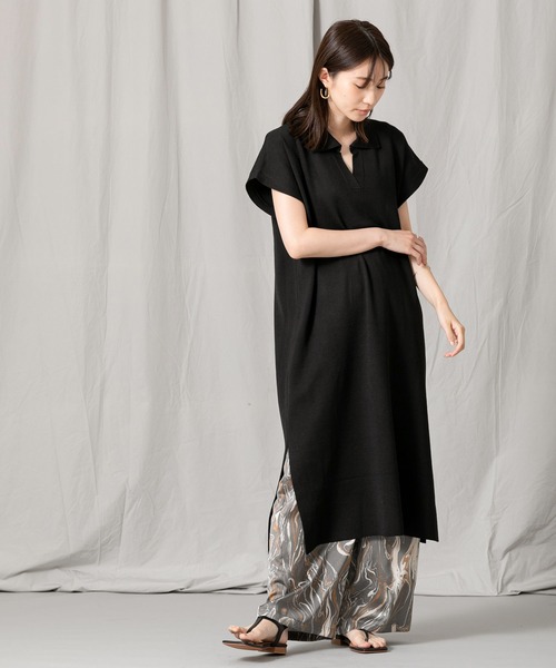 Gready Brilliant（グレディブリリアン）の「Ｅヤーンシャツ衿ワンピース（ワンピース・レディース・ブラック/ブラウン・38）」の2枚目の写真