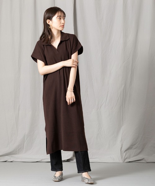 Gready Brilliant（グレディブリリアン）の「Ｅヤーンシャツ衿ワンピース（ワンピース・レディース・ブラック/ブラウン・38）」の3枚目の写真