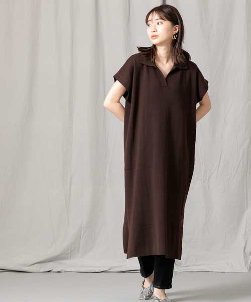 Gready Brilliant（グレディブリリアン）の「Ｅヤーンシャツ衿ワンピース（ワンピース・レディース・ブラック/ブラウン・38）」の9枚目の写真