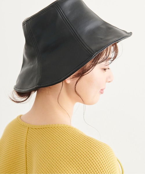 FREE'S MART（フリーズマート）の「◆PUチューリップバケット（ハット・レディース・ブラック/ブラウン・ﾌﾘ-）」の2枚目の写真