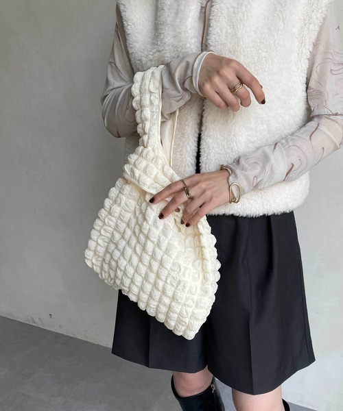 CAPRICIEUX LE'MAGE（カプリシューレマージュ）の「ぽこぽこバッグ（トートバッグ・レディース・ホワイト/ブラック/イエロー・FREE）」の19枚目の写真