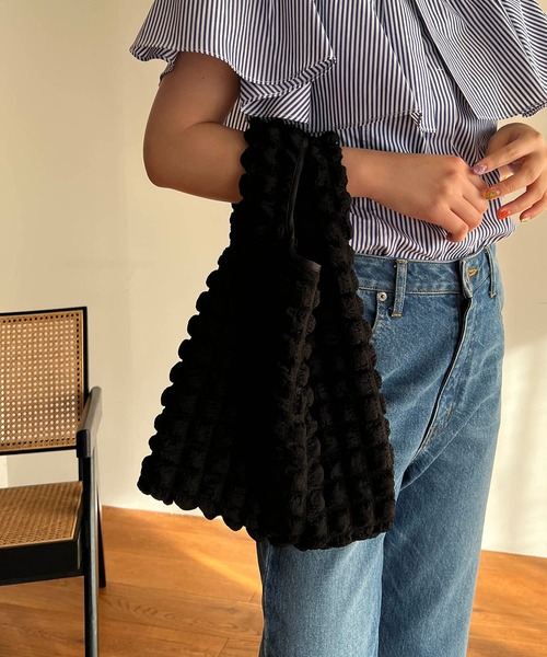 CAPRICIEUX LE'MAGE（カプリシューレマージュ）の「ぽこぽこバッグ（トートバッグ・レディース・ホワイト/ブラック/イエロー・FREE）」の21枚目の写真