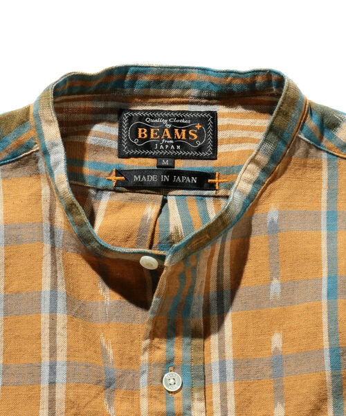 BEAMS PLUS(ビームスプラス)の「BEAMS PLUS / 絣チェック バンドカラーシャツ クラシックフィット(シャツ/ブラウス・メンズ・ライトブラウン/グレー・XL/M/L/S)」の14枚目の写真