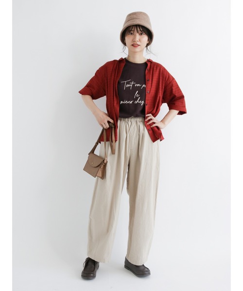 Samansa Mos2（サマンサ モスモス）の「スラブ天竺ロゴTシャツ（Tシャツ/カットソー・レディース・ベージュ/ブラウン/ピンク/キナリ・ﾌﾘ-）」の21枚目の写真