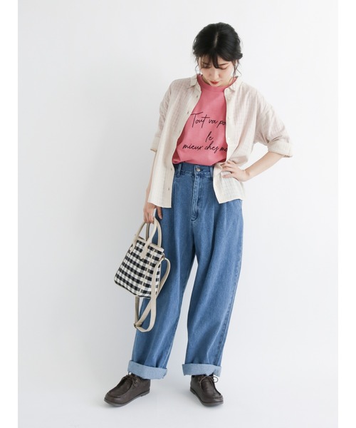 Samansa Mos2（サマンサ モスモス）の「スラブ天竺ロゴTシャツ（Tシャツ/カットソー・レディース・ベージュ/ブラウン/ピンク/キナリ・ﾌﾘ-）」の15枚目の写真