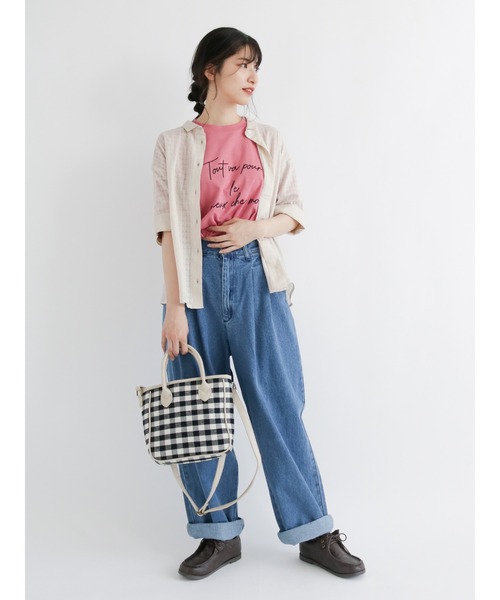 Samansa Mos2（サマンサ モスモス）の「スラブ天竺ロゴTシャツ（Tシャツ/カットソー・レディース・ベージュ/ブラウン/ピンク/キナリ・ﾌﾘ-）」の16枚目の写真