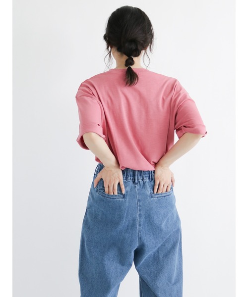 Samansa Mos2（サマンサ モスモス）の「スラブ天竺ロゴTシャツ（Tシャツ/カットソー・レディース・ベージュ/ブラウン/ピンク/キナリ・ﾌﾘ-）」の19枚目の写真