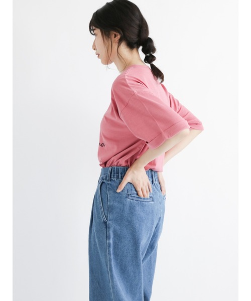 Samansa Mos2（サマンサ モスモス）の「スラブ天竺ロゴTシャツ（Tシャツ/カットソー・レディース・ベージュ/ブラウン/ピンク/キナリ・ﾌﾘ-）」の20枚目の写真