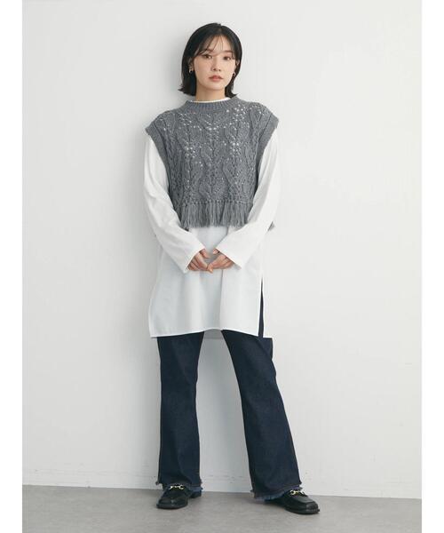 Green　Parks（グリーンパークス）の「セミフレアデニムパンツ（その他パンツ・レディース・ブラック/グレー/ワンウォッシュ・S/M）」の11枚目の写真