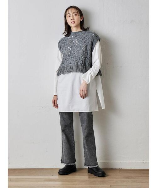 Green　Parks（グリーンパークス）の「セミフレアデニムパンツ（その他パンツ・レディース・ブラック/グレー/ワンウォッシュ・S/M）」の16枚目の写真