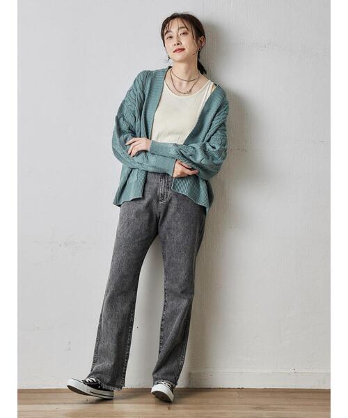 Green　Parks（グリーンパークス）の「セミフレアデニムパンツ（その他パンツ・レディース・ブラック/グレー/ワンウォッシュ・S/M）」の18枚目の写真