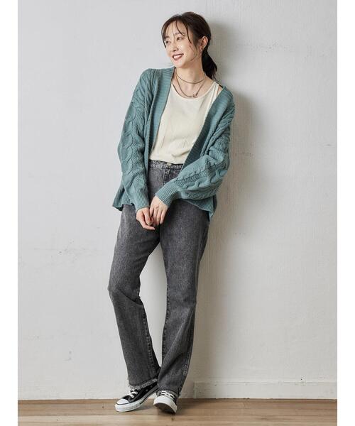 Green　Parks（グリーンパークス）の「セミフレアデニムパンツ（その他パンツ・レディース・ブラック/グレー/ワンウォッシュ・S/M）」の19枚目の写真