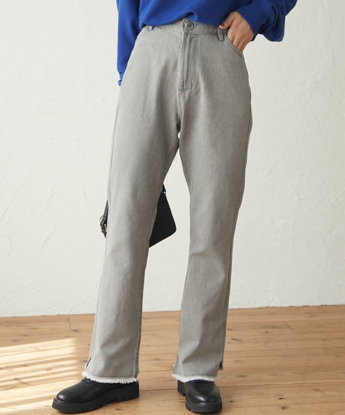 Green　Parks（グリーンパークス）の「セミフレアデニムパンツ（その他パンツ・レディース・ブラック/グレー/ワンウォッシュ・S/M）」の2枚目の写真