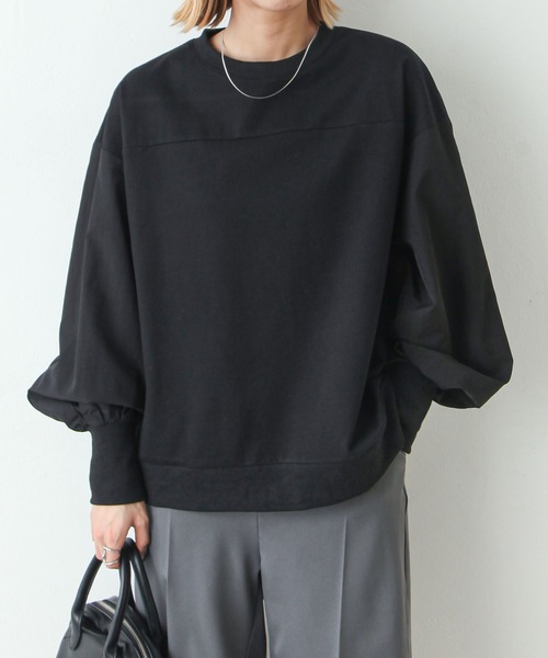 Chillfar（チルファー）の「異素材スリーブミリタリーカットソー（Tシャツ/カットソー・レディース・ブラック/カーキ/アイボリー・FREE）」の3枚目の写真