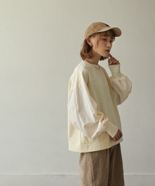 Chillfar（チルファー）の「異素材スリーブミリタリーカットソー（Tシャツ/カットソー・レディース・ブラック/カーキ/アイボリー・FREE）」の10枚目の写真