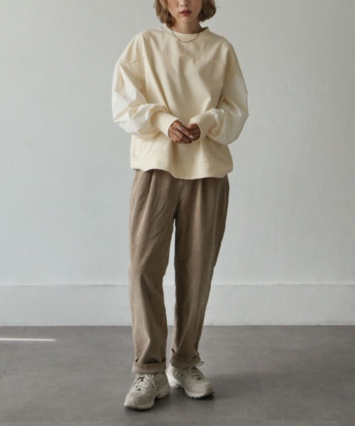 Chillfar（チルファー）の「異素材スリーブミリタリーカットソー（Tシャツ/カットソー・レディース・ブラック/カーキ/アイボリー・FREE）」の17枚目の写真