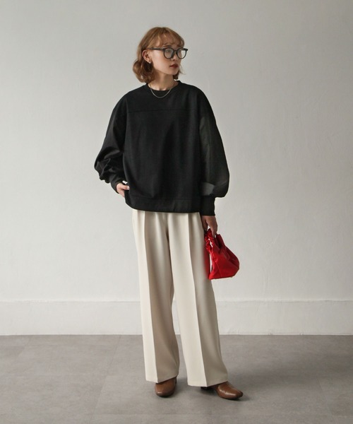 Chillfar（チルファー）の「異素材スリーブミリタリーカットソー（Tシャツ/カットソー・レディース・ブラック/カーキ/アイボリー・FREE）」の13枚目の写真