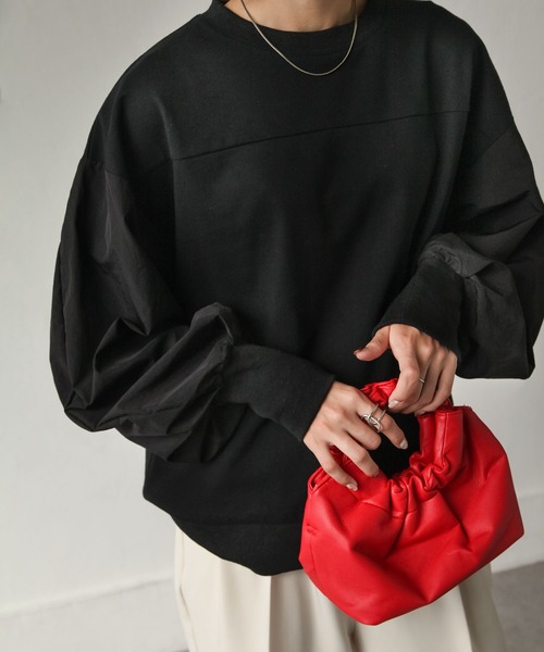 Chillfar（チルファー）の「異素材スリーブミリタリーカットソー（Tシャツ/カットソー・レディース・ブラック/カーキ/アイボリー・FREE）」の7枚目の写真