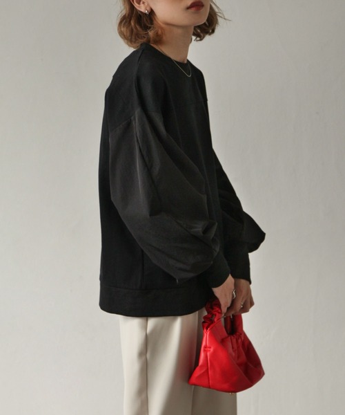 Chillfar（チルファー）の「異素材スリーブミリタリーカットソー（Tシャツ/カットソー・レディース・ブラック/カーキ/アイボリー・FREE）」の4枚目の写真