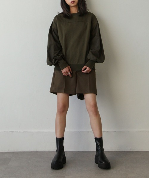 Chillfar（チルファー）の「異素材スリーブミリタリーカットソー（Tシャツ/カットソー・レディース・ブラック/カーキ/アイボリー・FREE）」の18枚目の写真