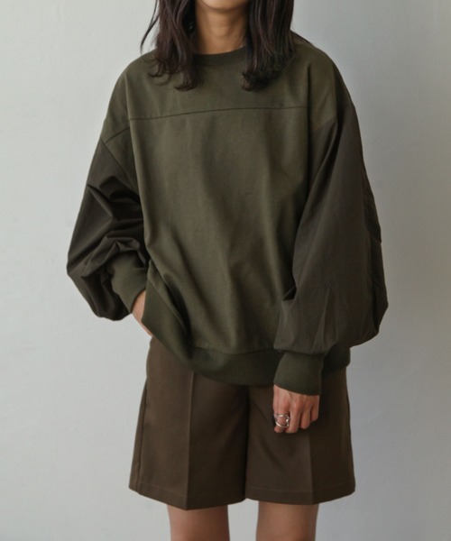 Chillfar（チルファー）の「異素材スリーブミリタリーカットソー（Tシャツ/カットソー・レディース・ブラック/カーキ/アイボリー・FREE）」の22枚目の写真