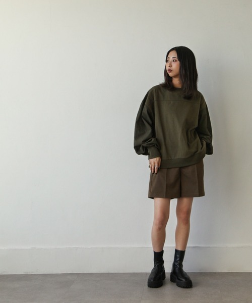 Chillfar（チルファー）の「異素材スリーブミリタリーカットソー（Tシャツ/カットソー・レディース・ブラック/カーキ/アイボリー・FREE）」の14枚目の写真