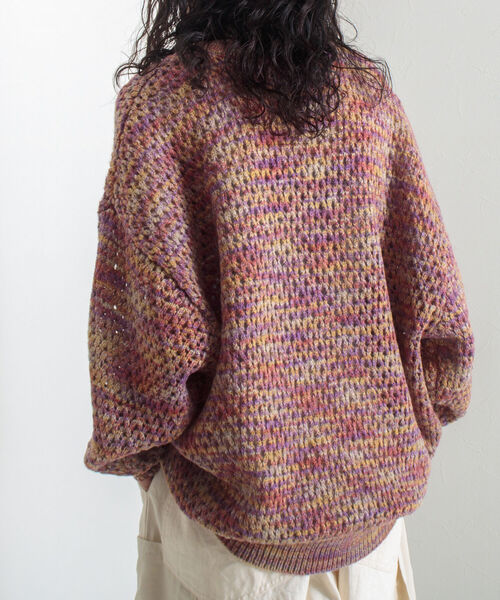 GLOSTER（グロスター）の「【GLOSTER/グロスター】スペースダイ メッシュ編みプルオーバーニット グラデーション 透かし編み（ニット/セーター・メンズ・グレー系その他/ピンク系その他・M/L/S）」の6枚目の写真