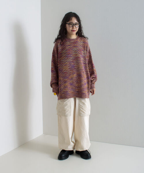 GLOSTER（グロスター）の「【GLOSTER/グロスター】スペースダイ メッシュ編みプルオーバーニット グラデーション 透かし編み（ニット/セーター・メンズ・グレー系その他/ピンク系その他・M/L/S）」の8枚目の写真