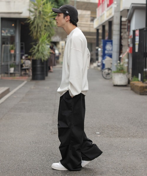 WEGO（ウィゴー）の「WEGO/ヘビーワッフルBIGロンT（Tシャツ/カットソー・メンズ・ホワイト/ブラック・MEDIUM/LARGE）」の4枚目の写真