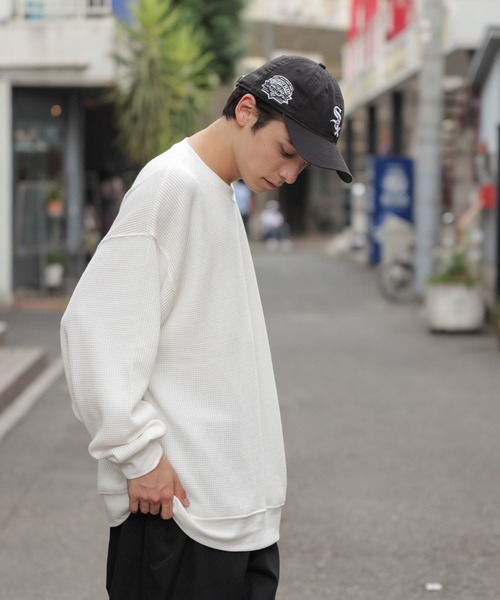 WEGO（ウィゴー）の「WEGO/ヘビーワッフルBIGロンT（Tシャツ/カットソー・メンズ・ホワイト/ブラック・MEDIUM/LARGE）」の6枚目の写真