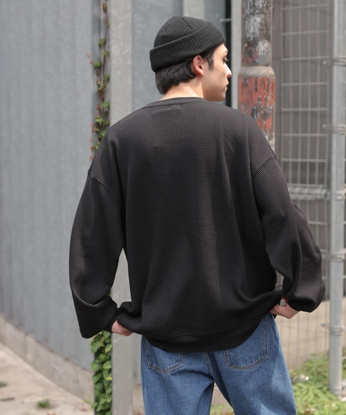 WEGO（ウィゴー）の「WEGO/ヘビーワッフルBIGロンT（Tシャツ/カットソー・メンズ・ホワイト/ブラック・MEDIUM/LARGE）」の13枚目の写真