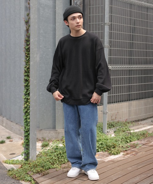 WEGO（ウィゴー）の「WEGO/ヘビーワッフルBIGロンT（Tシャツ/カットソー・メンズ・ホワイト/ブラック・MEDIUM/LARGE）」の8枚目の写真