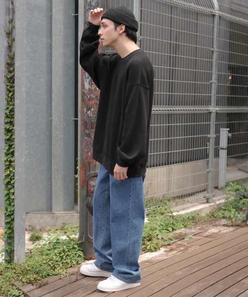 WEGO（ウィゴー）の「WEGO/ヘビーワッフルBIGロンT（Tシャツ/カットソー・メンズ・ホワイト/ブラック・MEDIUM/LARGE）」の9枚目の写真