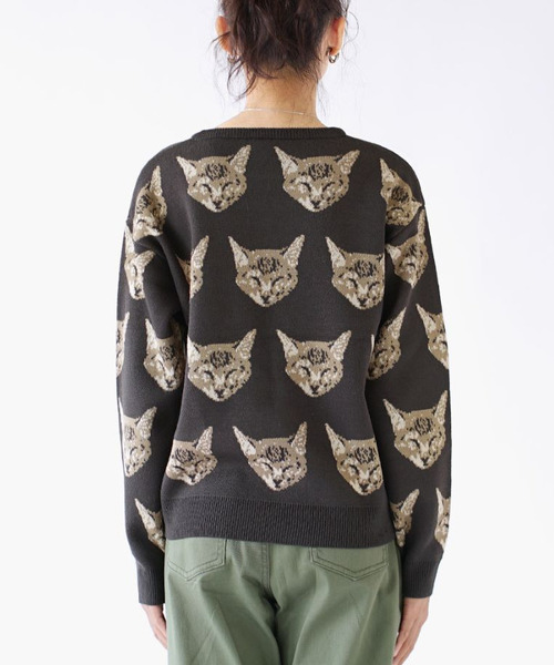 MIMIMEMETE（ミミメメット）の「【猫にまみれたいあなたへ】 猫柄ジャガード ニットプルオーバー（ニット/セーター・レディース・ライトベージュ/ブラック系その他/グレー/チャコール・M-L/L-XL）」の8枚目の写真