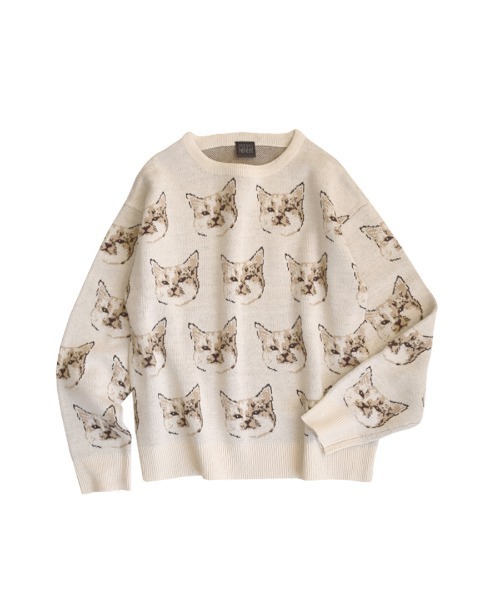 MIMIMEMETE（ミミメメット）の「【猫にまみれたいあなたへ】 猫柄ジャガード ニットプルオーバー（ニット/セーター・レディース・ライトベージュ/ブラック系その他/グレー/チャコール・M-L/L-XL）」の16枚目の写真