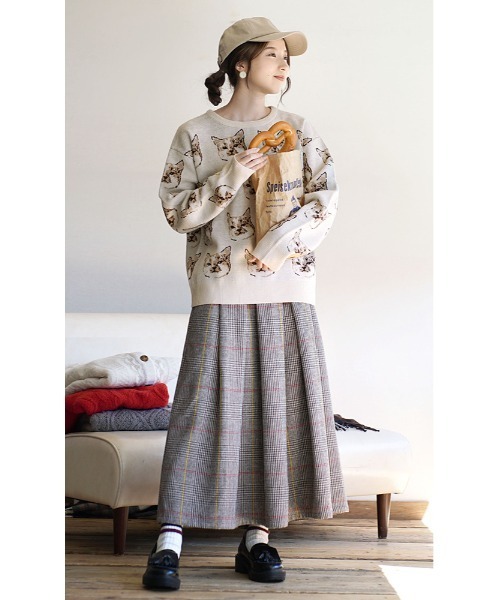 MIMIMEMETE（ミミメメット）の「【猫にまみれたいあなたへ】 猫柄ジャガード ニットプルオーバー（ニット/セーター・レディース・ライトベージュ/ブラック系その他/グレー/チャコール・M-L/L-XL）」の17枚目の写真