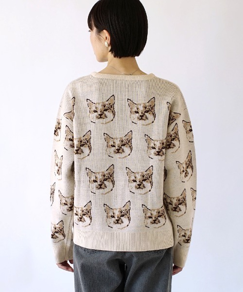 MIMIMEMETE（ミミメメット）の「【猫にまみれたいあなたへ】 猫柄ジャガード ニットプルオーバー（ニット/セーター・レディース・ライトベージュ/ブラック系その他/グレー/チャコール・M-L/L-XL）」の12枚目の写真