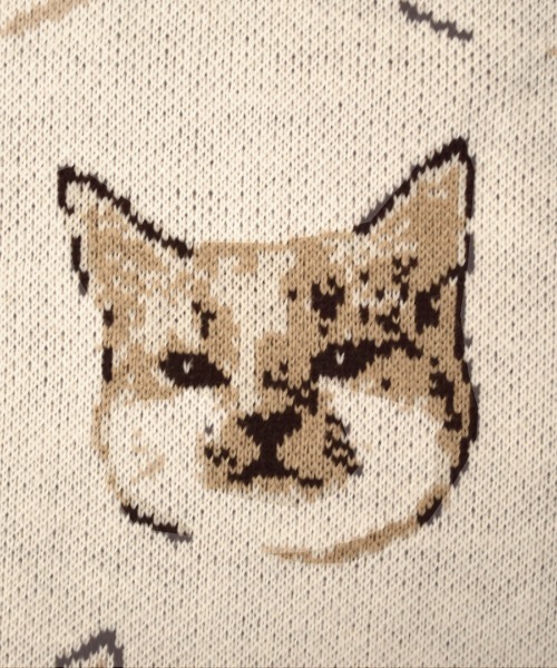 MIMIMEMETE（ミミメメット）の「【猫にまみれたいあなたへ】 猫柄ジャガード ニットプルオーバー（ニット/セーター・レディース・ライトベージュ/ブラック系その他/グレー/チャコール・M-L/L-XL）」の14枚目の写真