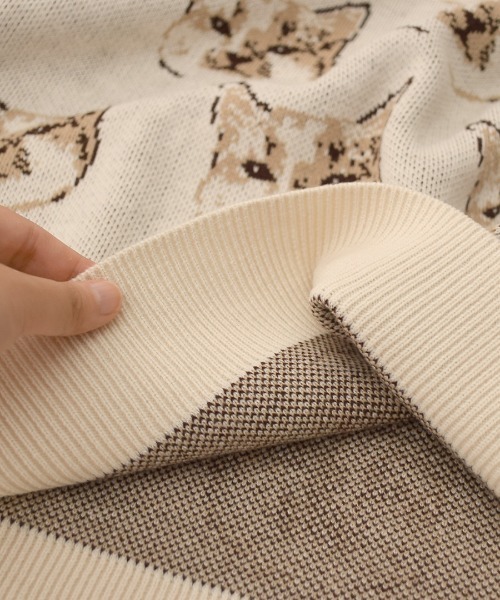 MIMIMEMETE（ミミメメット）の「【猫にまみれたいあなたへ】 猫柄ジャガード ニットプルオーバー（ニット/セーター・レディース・ライトベージュ/ブラック系その他/グレー/チャコール・M-L/L-XL）」の15枚目の写真