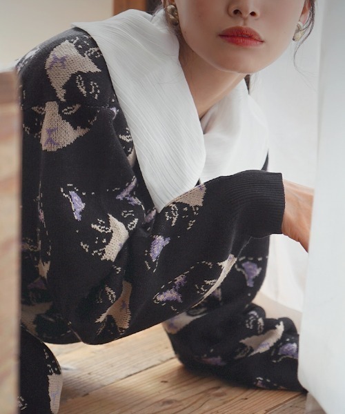 MIMIMEMETE（ミミメメット）の「【猫にまみれたいあなたへ】 猫柄ジャガード ニットプルオーバー（ニット/セーター・レディース・ライトベージュ/ブラック系その他/グレー/チャコール・M-L/L-XL）」の20枚目の写真