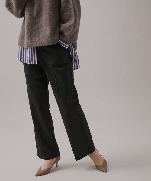 ROPE'（ロペ）の「ウールサキソニーサイドゴムストレートワイドパンツ（その他パンツ・レディース・ブラック/ブラウン/ホワイト・40/38/36）」の2枚目の写真