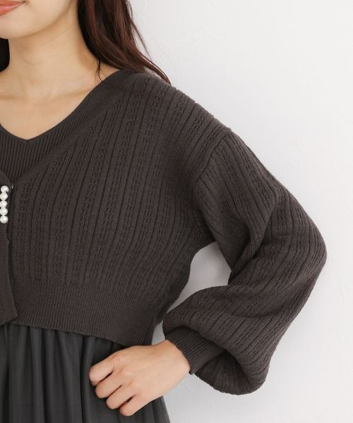 mysty woman（ミスティウーマン）の「チュールドッキング２Ｐワンピース　169081（ワンピース・レディース・ライトグリーン/モカ/グレー系その他/パープル・FREE）」の14枚目の写真