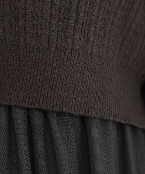 mysty woman（ミスティウーマン）の「チュールドッキング２Ｐワンピース　169081（ワンピース・レディース・ライトグリーン/モカ/グレー系その他/パープル・FREE）」の22枚目の写真