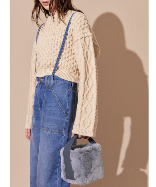 ALEXIA STAM（アリシアスタン）の「Eco Fur Cube Hand Bag /エコファーキューブハンドバッグ（ハンドバッグ・レディース・ベージュ/ブルー/オレンジ系その他・FREE）」の8枚目の写真