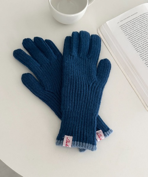 MYMOOD.（マイムード）の「【スマホ対応】リブニットホールタッチライングローブ 手袋（手袋・レディース・ブラウン/アイボリー/ブラック/グレー/ブルー/レッド/ブルー系その他・FREE）」の6枚目の写真