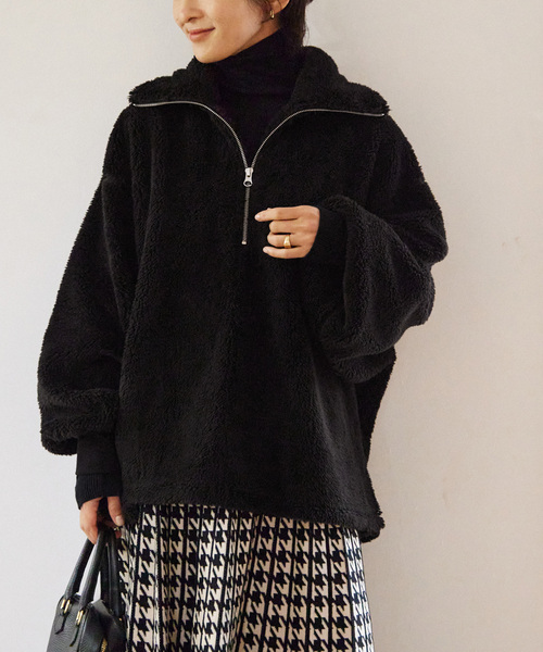 JOURNAL STANDARD relume（ジャーナルスタンダード　レリューム）の「ボアハーフジッププルオーバー（その他トップス・レディース・ブラック/アイボリー・FREE）」の7枚目の写真
