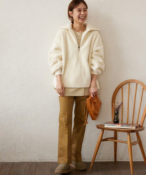 JOURNAL STANDARD relume（ジャーナルスタンダード　レリューム）の「ボアハーフジッププルオーバー（その他トップス・レディース・ブラック/アイボリー・FREE）」の15枚目の写真
