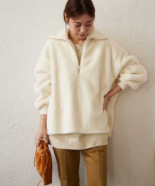 JOURNAL STANDARD relume（ジャーナルスタンダード　レリューム）の「ボアハーフジッププルオーバー（その他トップス・レディース・ブラック/アイボリー・FREE）」の8枚目の写真