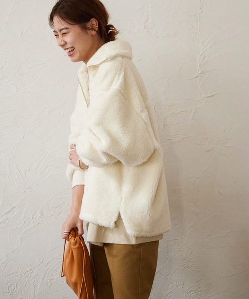 JOURNAL STANDARD relume（ジャーナルスタンダード　レリューム）の「ボアハーフジッププルオーバー（その他トップス・レディース・ブラック/アイボリー・FREE）」の16枚目の写真