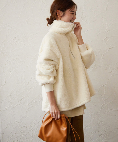 JOURNAL STANDARD relume（ジャーナルスタンダード　レリューム）の「ボアハーフジッププルオーバー（その他トップス・レディース・ブラック/アイボリー・FREE）」の9枚目の写真